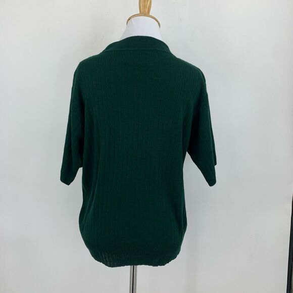 Vintage Prophecy Sag Harbor Ribbed Shirt Petite Size L Forest Green Mid Sleeves - Picture 4 of 9